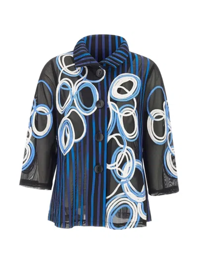 Joseph Ribkoff Embroidered Sheer Blazer In Multi
