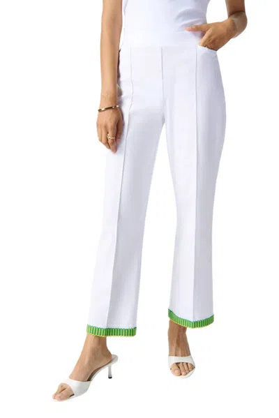 Joseph Ribkoff Embroidered Trim Pants In White/multi