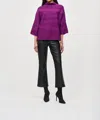 Joseph Ribkoff Mock Neck Three Quarter Sleeve Sweater In Empress In Purple