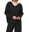 Joseph Ribkoff Sequined Sweater Knit Boxy Top In Black In Black