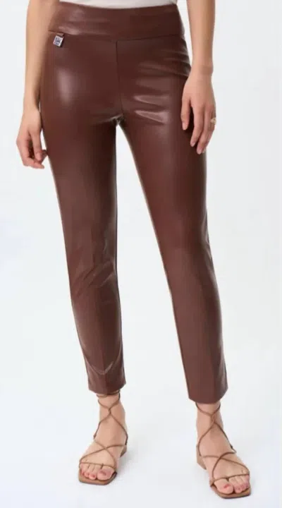 Joseph Ribkoff Espresso Leather Pants In Brown