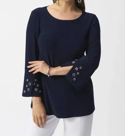 Joseph Ribkoff Eyelet Flared Top In Midnight Blue