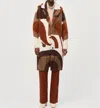Joseph Ribkoff Abstract Feather Yarn Sweater Coat In Cinnamon In Multi
