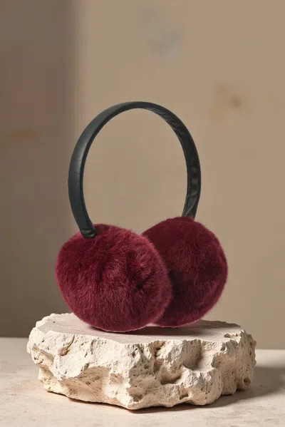 Joseph Ribkoff Faux Fur Adjustable Earmuffs In Merlot In Red