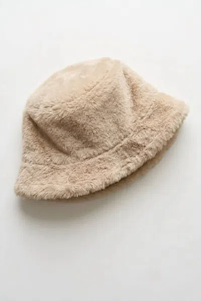 Joseph Ribkoff Faux Fur Bucket Hat In Almond In Neutral