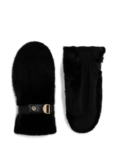Joseph Ribkoff Faux-fur Buckle Gloves In Black