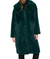 Joseph Ribkoff Faux Fur Straight Coat In Absolute Green In Multi