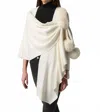 Joseph Ribkoff Faux Fur Pom Pom Cape Shawl In Winter White In White