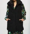 Joseph Ribkoff Faux Fur Sleeveless Collared Vest In Black
