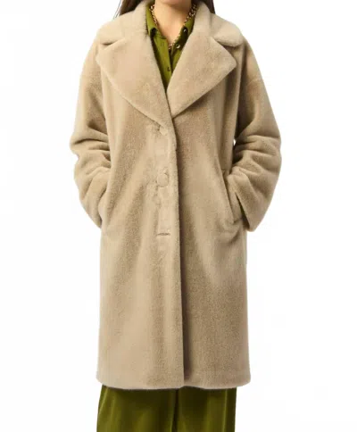 Joseph Ribkoff Faux Fur Straight Coat In Almond In Pink