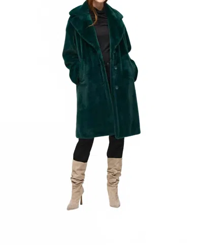Joseph Ribkoff Faux Fur Straight Coat In Green