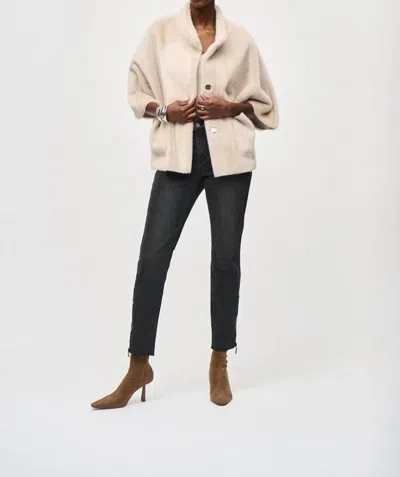 Joseph Ribkoff Faux Fur Suede Jacket In Champagne In White