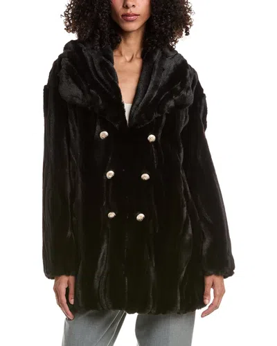Joseph Ribkoff Faux Fur Textured Coat In Black