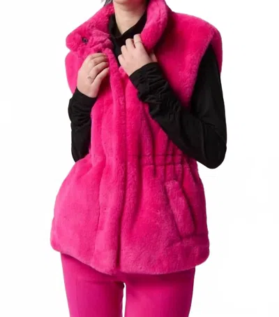 Joseph Ribkoff Faux Fur Vest In Shocking Pink
