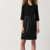 JOSEPH RIBKOFF FAUX-LEATHER AND KNIT COCOON DRESS