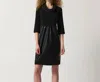 JOSEPH RIBKOFF FAUX-LEATHER AND KNIT COCOON DRESS IN 11-BLACK