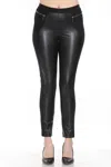 Joseph Ribkoff Faux Leather Front Skinny Trouser In Black In Black