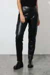 Joseph Ribkoff Faux Leather Lds Slimming Pant In Black Faux Leather In Black