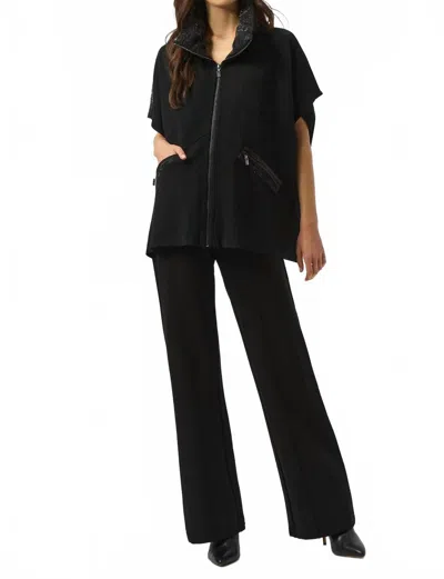 Joseph Ribkoff Faux Leather Poncho In Black