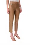 Joseph Ribkoff Pleather Wide Waist Pant In Nutmeg In Brown