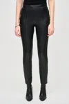 Joseph Ribkoff Faux Leather Slim Ankle Pant In Black In Black