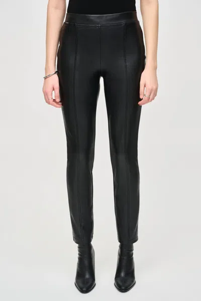 Joseph Ribkoff Faux Leather Slim Ankle Pant In Black