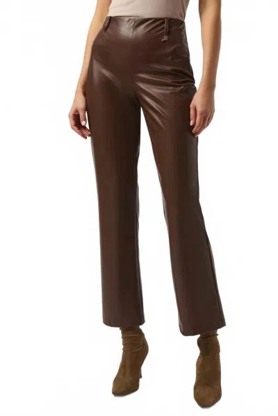 Joseph Ribkoff Faux Leather Straight Leg Pants In Brown In Animal Print