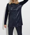 Joseph Ribkoff Faux Leather Tunic In Midnight In Multi