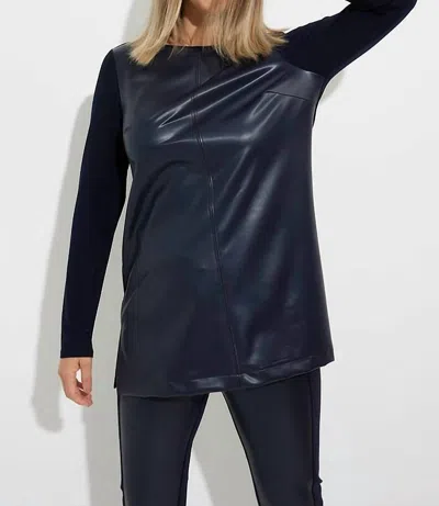 Joseph Ribkoff Faux Leather Tunic In Midnight In Multi