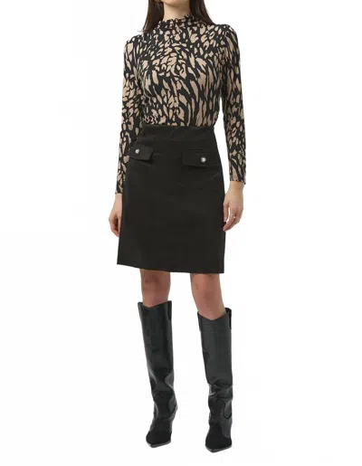 Joseph Ribkoff Faux Suede A-line Mini Skirt In Black