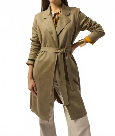 Joseph Ribkoff Faux Suede Belted Trench Coat In Java In Brown