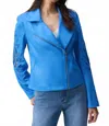 Joseph Ribkoff Faux Suede Jacket In Coastal Blue In Blue