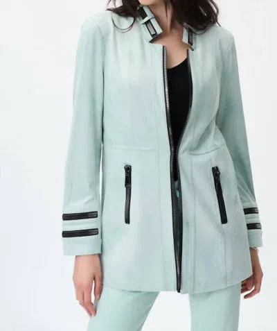 Joseph Ribkoff Faux Suede Jacket In Mint In Blue