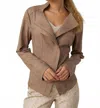 Joseph Ribkoff Faux Suede Military Jacket In Taupe In Brown