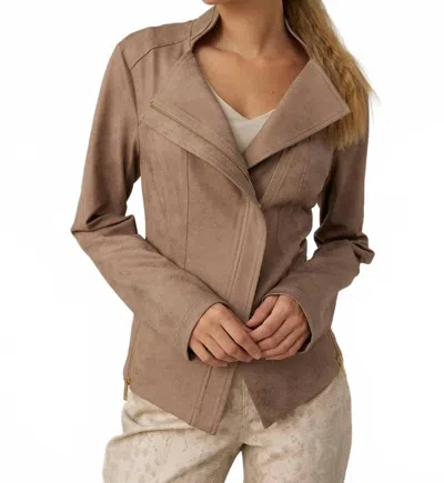 Joseph Ribkoff Faux Suede Military Jacket In Taupe In Brown
