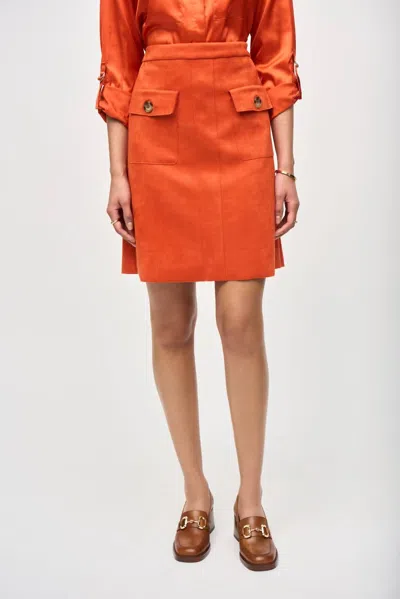 Joseph Ribkoff Faux Suede Pull-on A-line Skirt In Lava In Orange