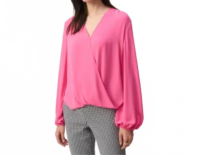 Joseph Ribkoff Faux Wrap Georgette Top In Pink