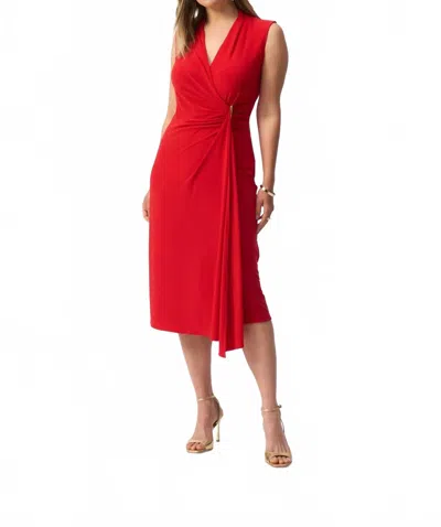 Joseph Ribkoff Faux Wrap Midi Sheath Dress In Radiant Red