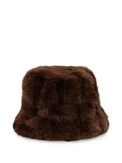 Joseph Ribkoff Faux-fur Bucket Hat In Brown