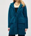 Joseph Ribkoff Feather Yarn Sweater Coat In Twilight In Blue