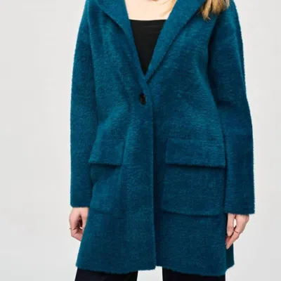 Joseph Ribkoff Feather Yarn Sweater Coat In Twilight In Blue