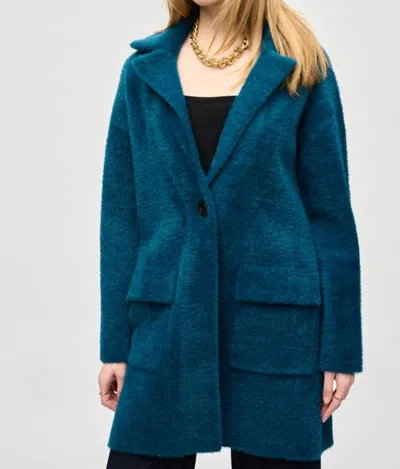 JOSEPH RIBKOFF FEATHER YARN SWEATER COAT IN TWILIGHT