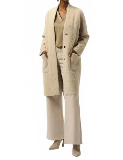 Joseph Ribkoff Feather Yarn Sweater Knit Coat In Almond In Neutral