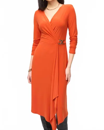 Joseph Ribkoff Fit & Flare Midi Wrap Dress In Orange In Brown