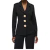 Joseph Ribkoff Statement Button Long Sleeve Blazer Jacket In Black In Black