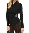 Joseph Ribkoff Silky Knit Fitted Wrap Top In Black In Black