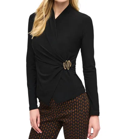 JOSEPH RIBKOFF FITTED WRAP TOP IN BLACK