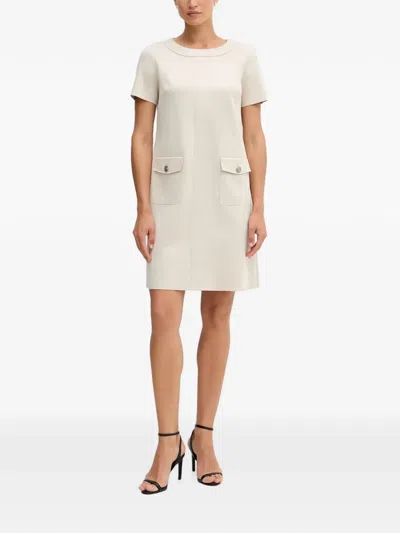 Joseph Ribkoff Flap-pocket Shift Mini Dress In Neutral