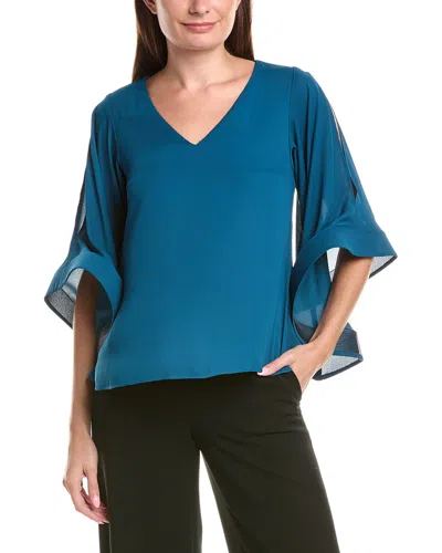 Joseph Ribkoff Flare Sleeve Top In Blue