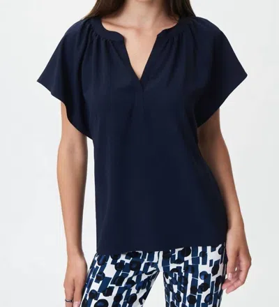 Joseph Ribkoff Flared Top With Mandarin Collar In Midnight Blue